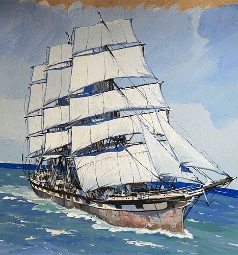 Louis fernan gouache marine - gouache,