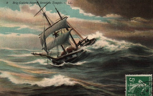 Cpa bateau brig goelette - bateau,